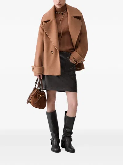 Liu •jo Short Double-breasted Wool Coat In Neutral