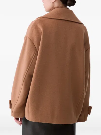 Liu •jo Short Double-breasted Wool Coat In Neutral