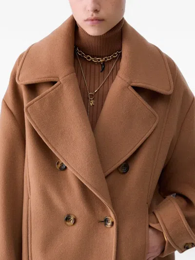 Liu •jo Short Double-breasted Wool Coat In Neutral