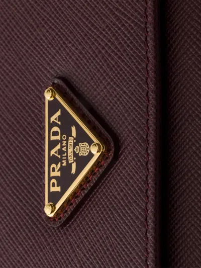 Prada Saffiano Leather Wallet With Shoulder Strap In Pattern