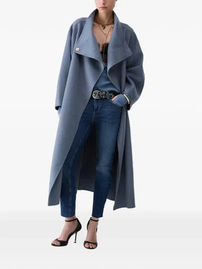 Liu •jo Oversized Wool Coat In Blue
