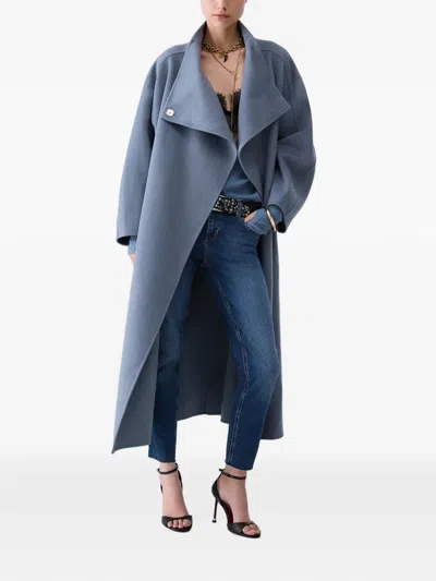 Liu •jo Oversized Wool Coat In Blue