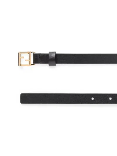Fendi Ff Logo Leather Belt In Black