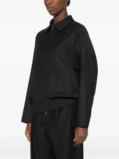 Barena Venezia Collared Zipup Bomber Jacket In Black
