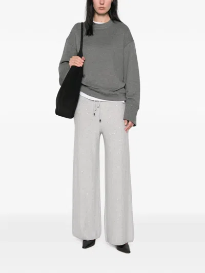 Antonelli Sequin-embellished Drawstring Trousers In Gray