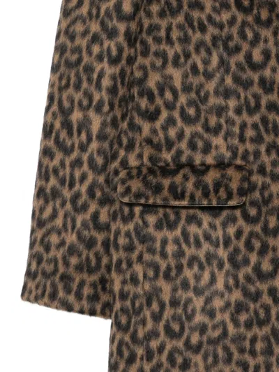 Alysi Leopard-print Notched-lapel Coat In Brown