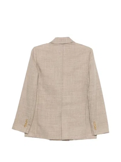 Alysi Double-breasted Peak-lapel Blazer In Neutral