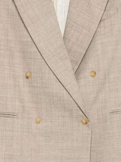 Alysi Double-breasted Peak-lapel Blazer In Neutral
