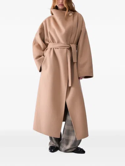 Liu •jo Oversized Wool Coat In Brown