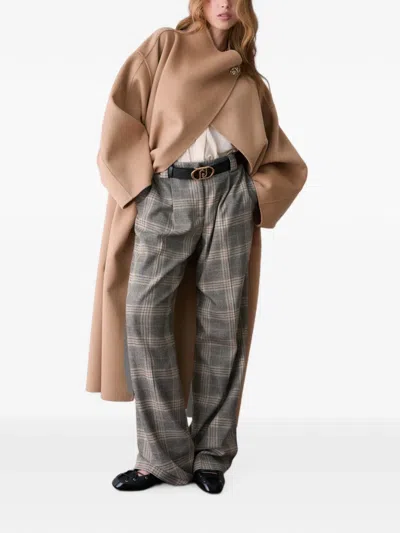 Liu •jo Oversized Wool Coat In Brown
