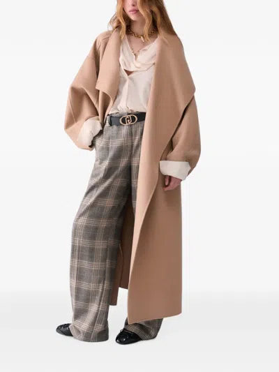 Liu •jo Oversized Wool Coat In Brown