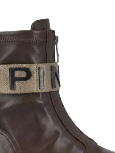 Pinko Platform Lug Sole Ankle Boot In Brown