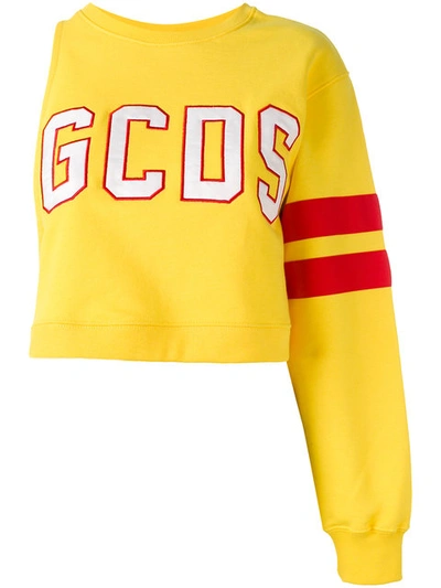 Gcds - One Sleeve Sweatshirt  In Yellow/orange
