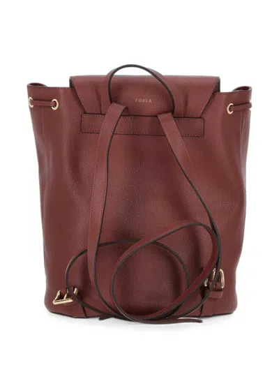 Furla Leather Backpack In Red