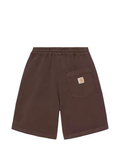 Carhartt Logo-patch Drawstring Shorts In Brown