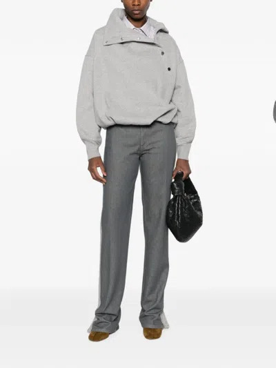 Sportmax Asymmetric Press-stud Sweatshirt In Gray