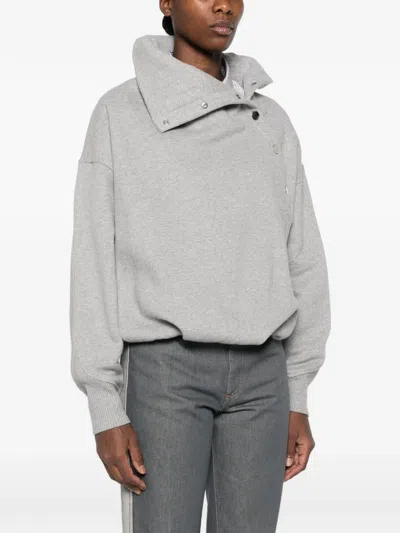 Sportmax Asymmetric Press-stud Sweatshirt In Gray