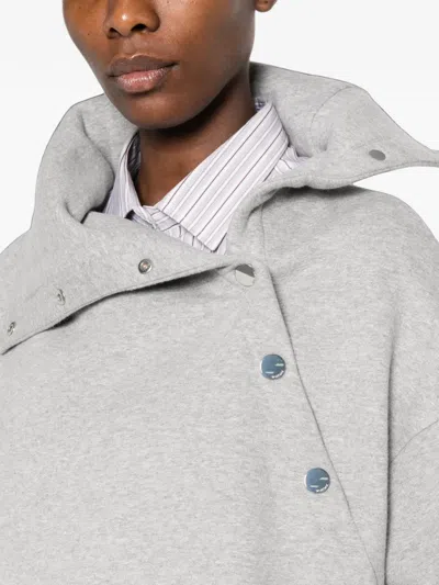 Sportmax Asymmetric Press-stud Sweatshirt In Gray