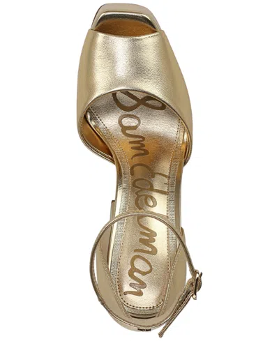 Sam Edelman Kirra Platform Sandal In Amber Gold Patent Leather