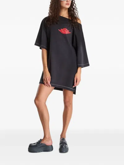 Jordan Flight Logo-print Off-shoulder Mini Dress In Multi