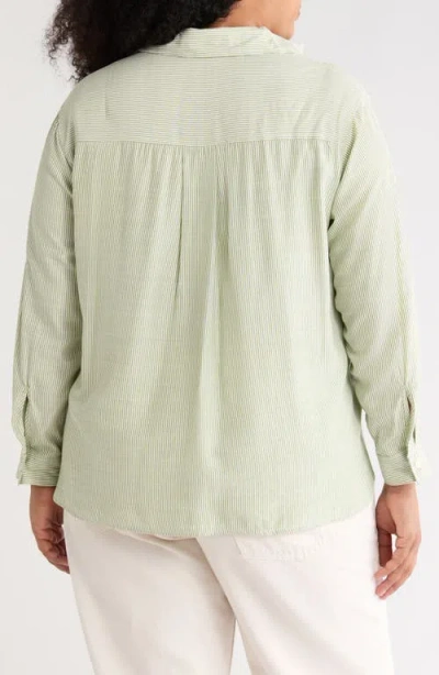 Max Studio Stripe Popover Tunic In Green
