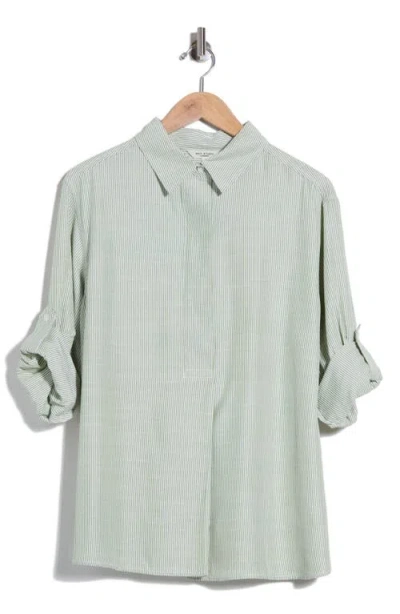 Max Studio Stripe Popover Tunic In Green