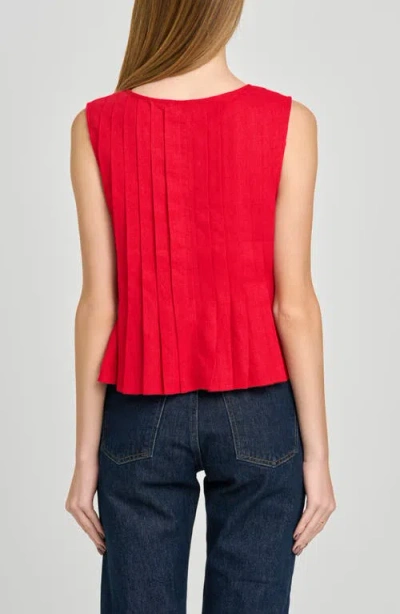 Wayf Romy Pleated Top In Red