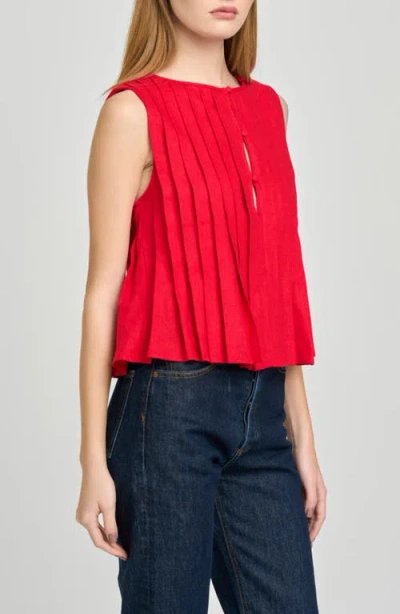 Wayf Romy Pleated Top In Red