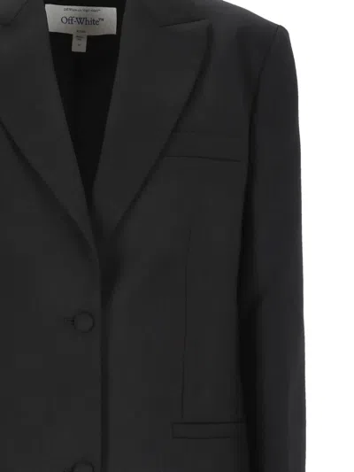 Off-white Logo-print Single-breasted Jacket In Black