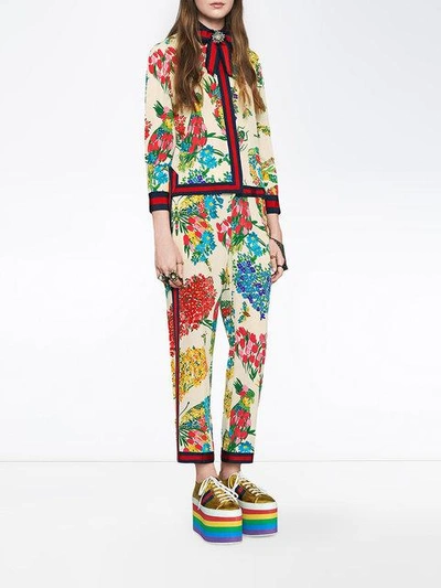 Shop Gucci Corsage Print Silk Shirt In 9272