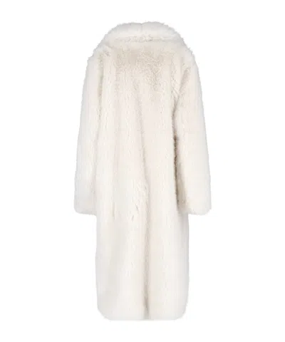 Dondup Mid-length Eco-fur Coat With Silver Hardware In White