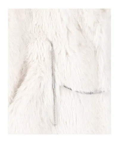 Dondup Mid-length Eco-fur Coat With Silver Hardware In White