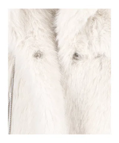 Dondup Mid-length Eco-fur Coat With Silver Hardware In White