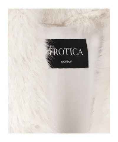 Dondup Mid-length Eco-fur Coat With Silver Hardware In White