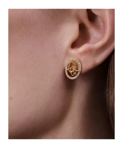 Dior Logo Oval Stud Earrings In Gold
