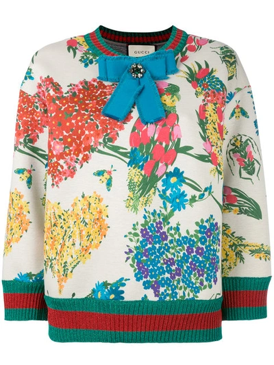 Shop Gucci - Corsage Print Lurex Trim Sweatshirt