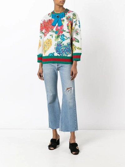 Shop Gucci - Corsage Print Lurex Trim Sweatshirt