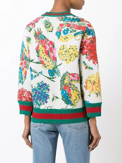 Shop Gucci - Corsage Print Lurex Trim Sweatshirt