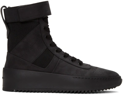 Fear Of God Leather And Nylon Military Sneakers In Black