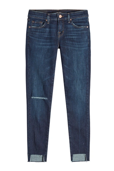 J Brand Cropped Skinny Jeans With Staggered Hem In Blue