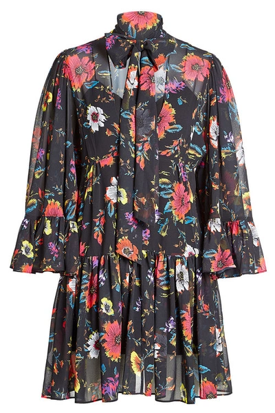 Mcq By Alexander Mcqueen Printed Dress With Pussy Bow In Florals