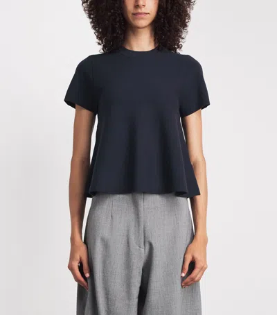 Me+em Wool-blend Swing T-shirt In Navy