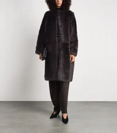 Almada Label Shearling Gemma Coat In Brown