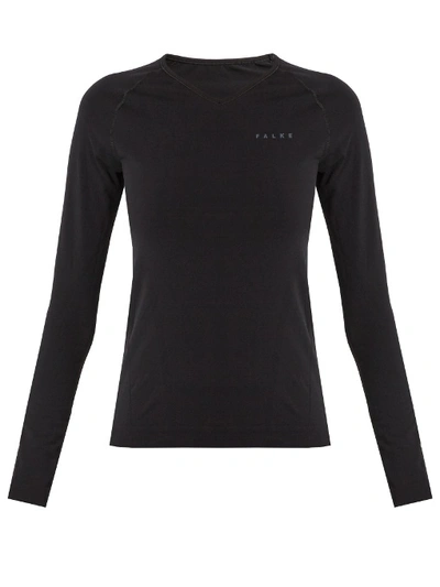 Falke Thermal Long-sleeved Performance T-shirt In Black