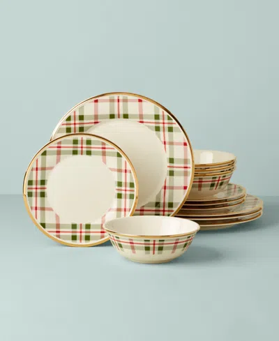 Lenox Holiday Plaid 12-piece Dinnerware Set In Multi