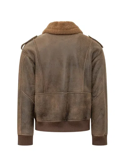 D Four Shearling-collar Epaulette Jacket In Pattern
