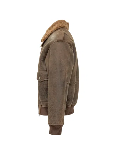 D Four Shearling-collar Epaulette Jacket In Pattern
