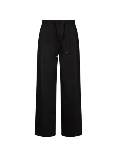 S Max Mara Drawstring Wool-flannel Trousers In Black