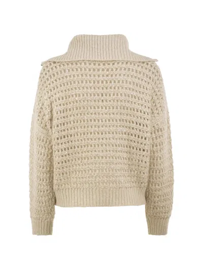 Brunello Cucinelli Sequin-embellished Openwork Cardigan In Multi