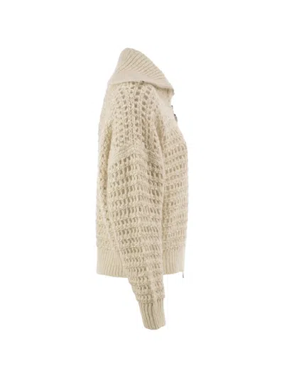 Brunello Cucinelli Sequin-embellished Openwork Cardigan In Multi
